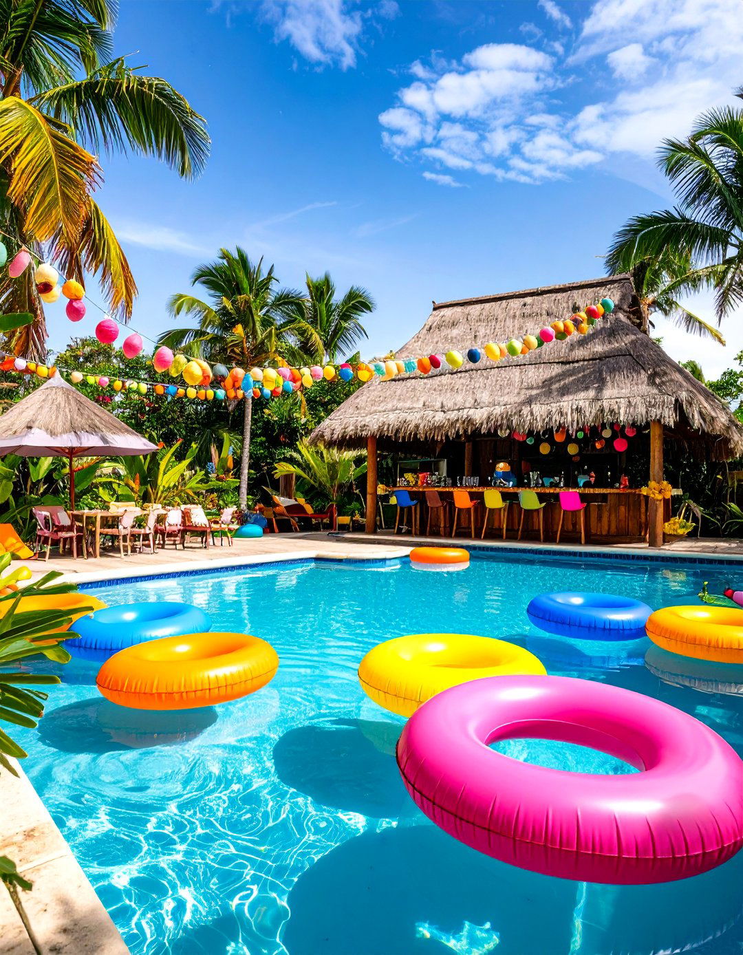 Retro Pool Party - 30 backyard engagement party ideas