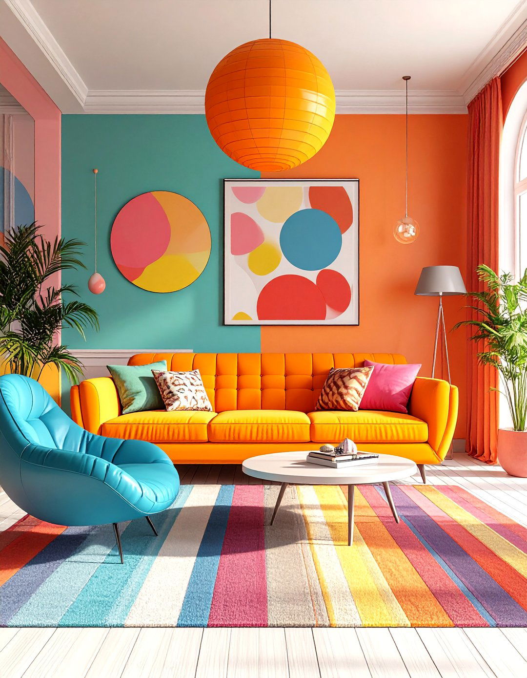 Retro Pop Art Living Room - 30 3d rendering interior design ideas