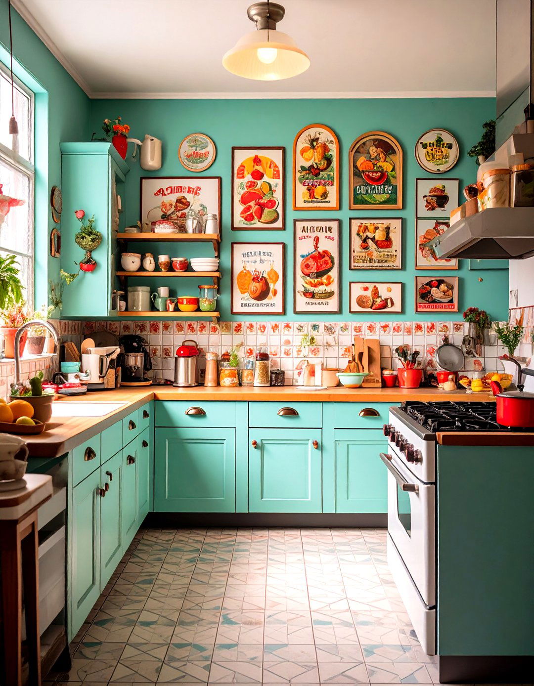 mega retro kitchen gallery wall art set of 90,... 30 Charming Retro Kitchen Ideas for a Vintage Look - We Love Home Blog