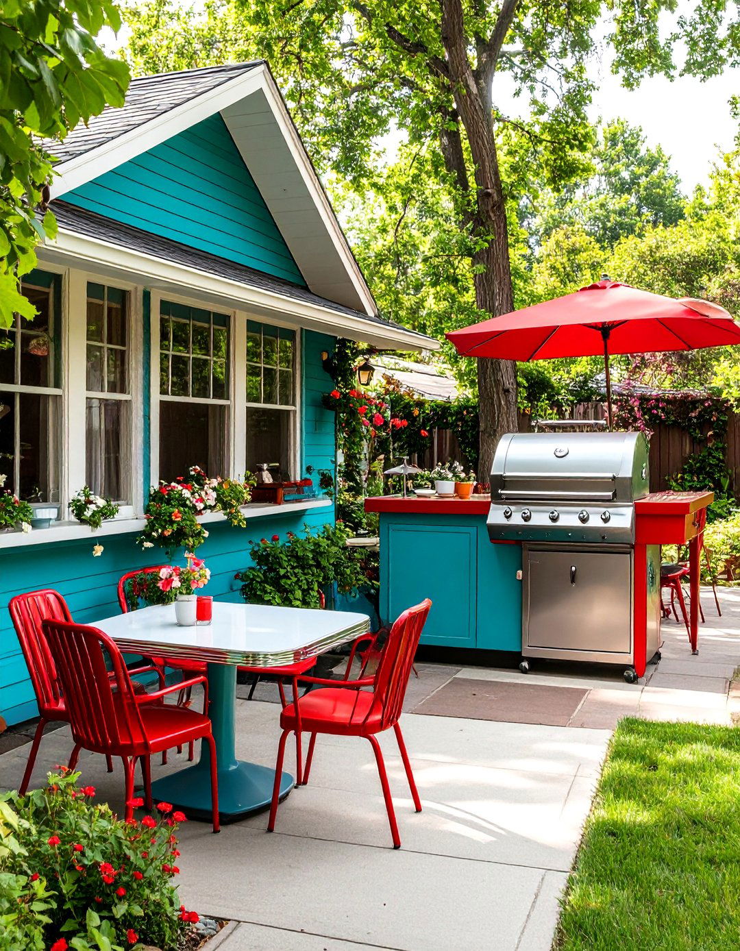 Retro s Diner BBQ Patio - 30 backyard bbq ideas