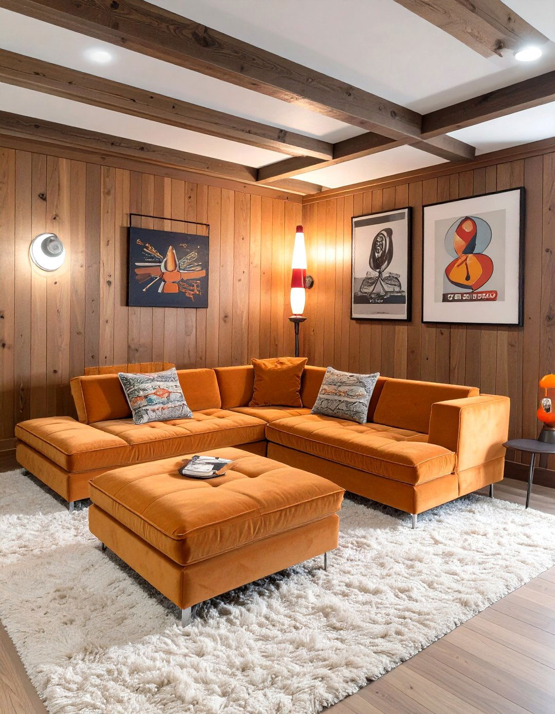 Retro s Inspired Basement Lounge - 30 interior design help ideas