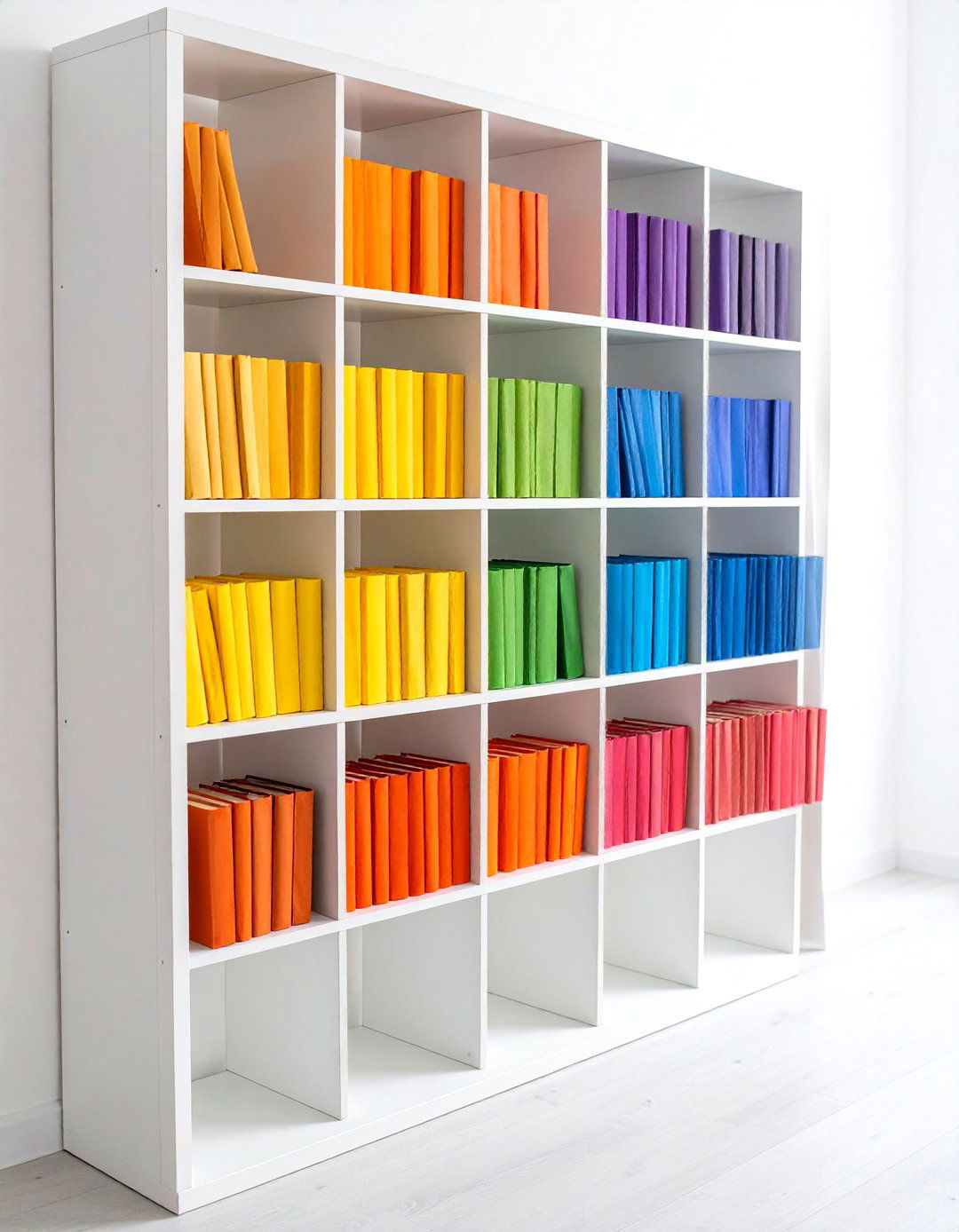 Rhythmic Arrangement of Books by Color - 30 rhythm in interior design ideas