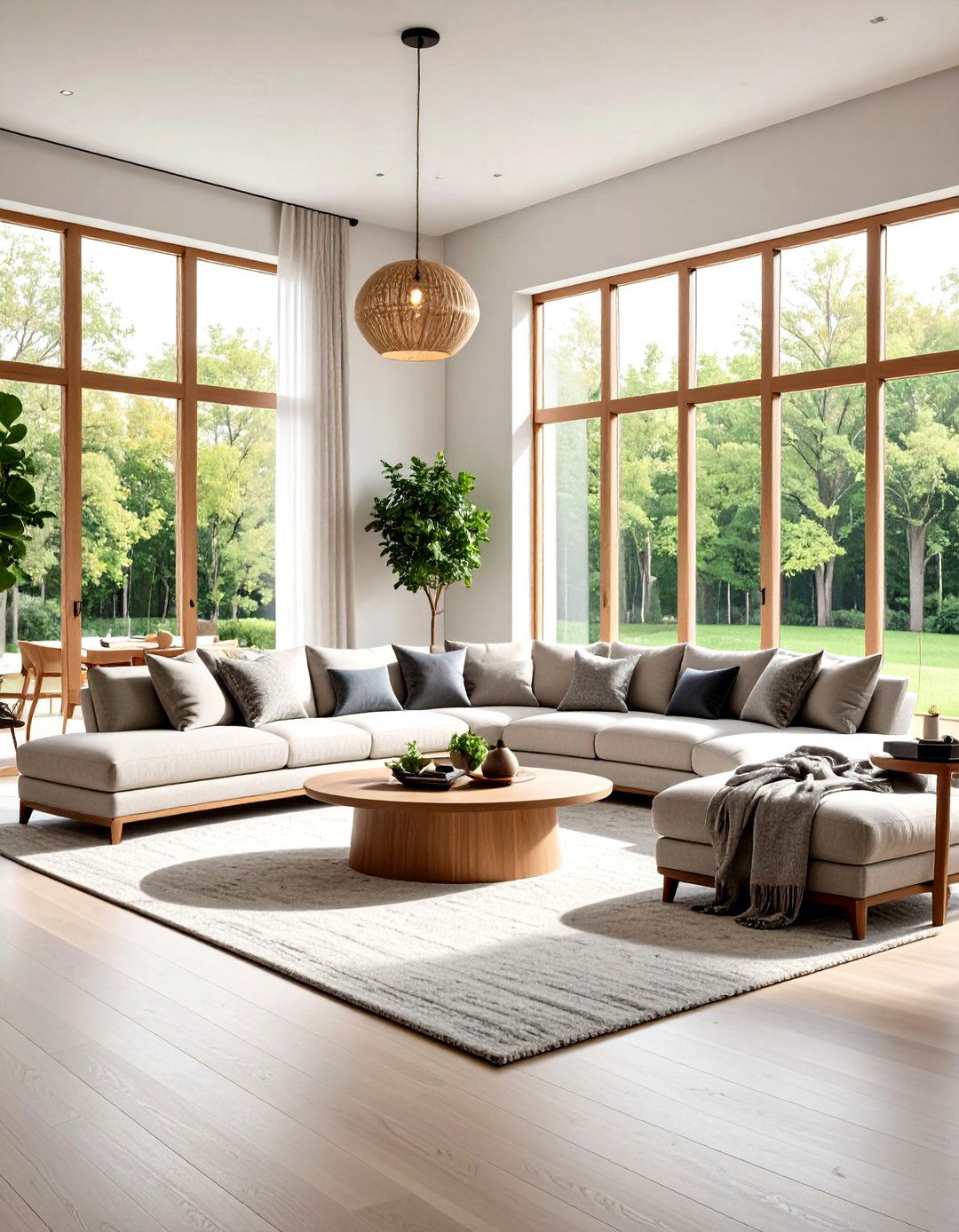 Rhythmic Flow of a Curved Sectional Sofa - 30 rhythm in interior design ideas