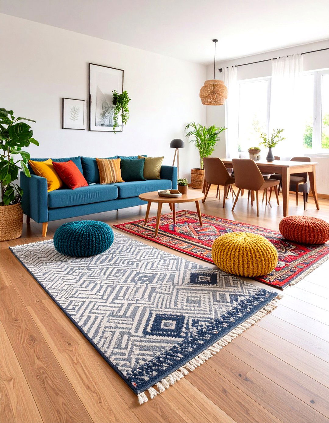 Rhythmic Placement of Area Rugs - 30 rhythm in interior design ideas