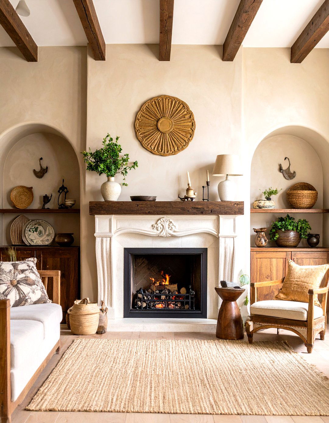 Rich Blue Painted Wall - 30 fireplace accent wall ideas