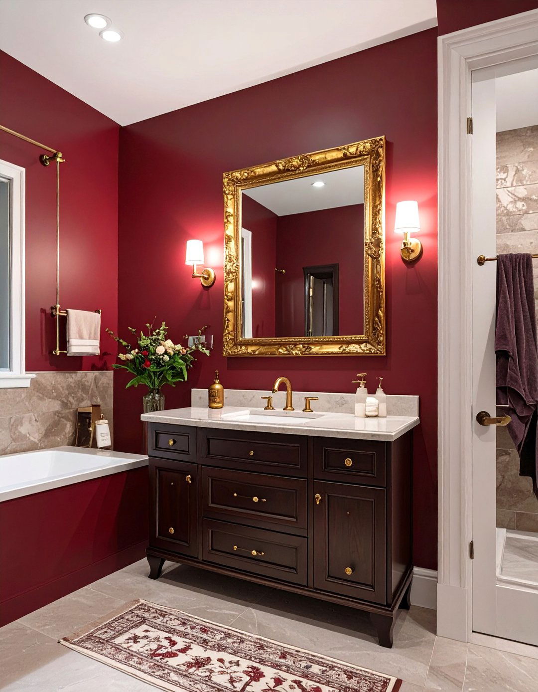 Rich Burgundy Bathroom - 30 bathroom painting ideas