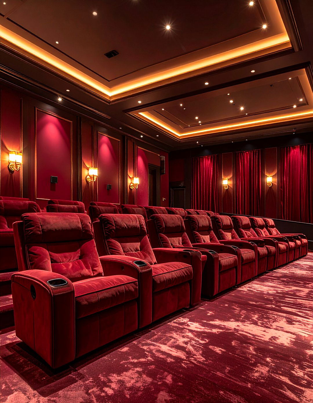 Rich Burgundy Home Theater - 30 interior paint color ideas