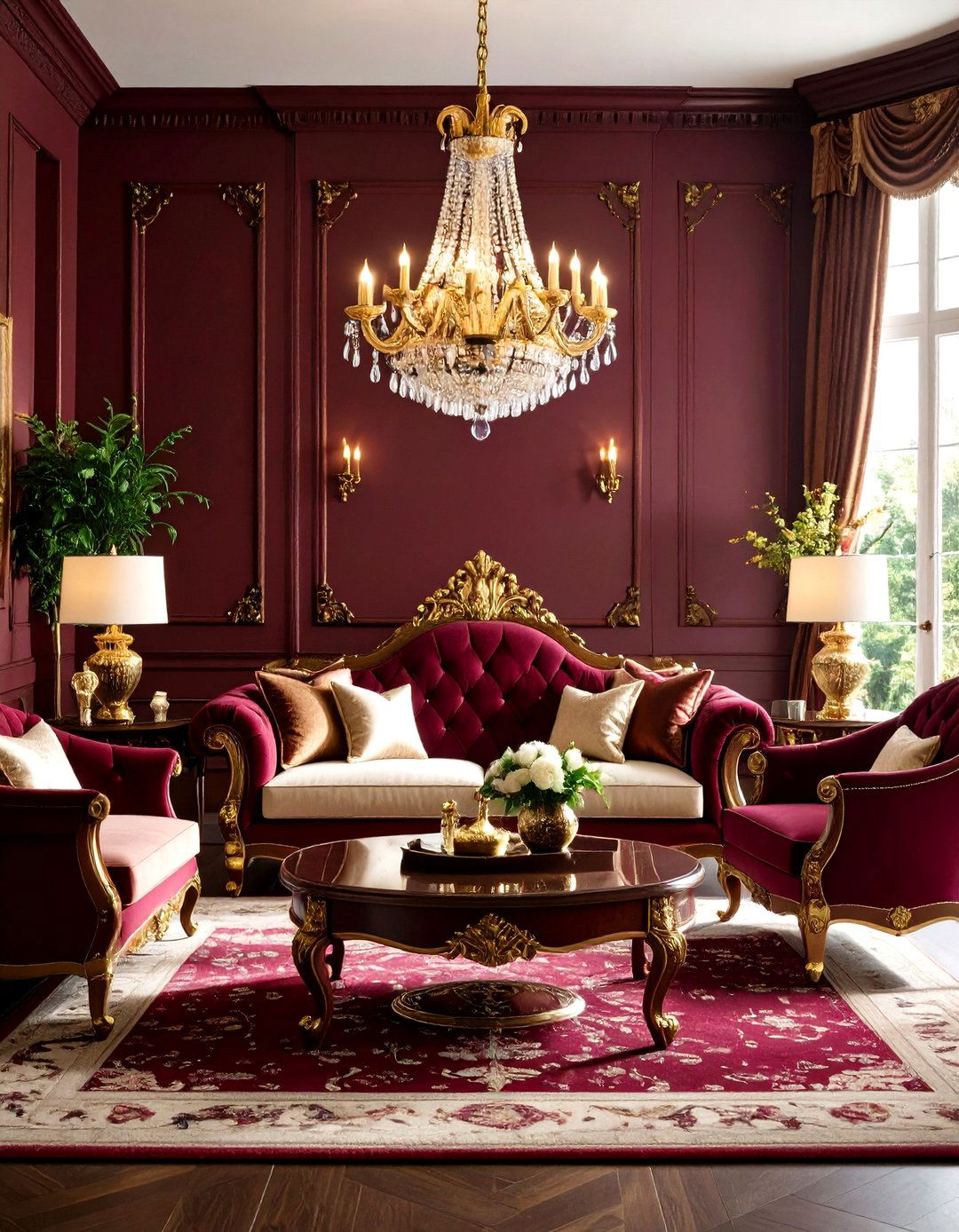 Rich Burgundy Living Room - 30 living room paint color ideas