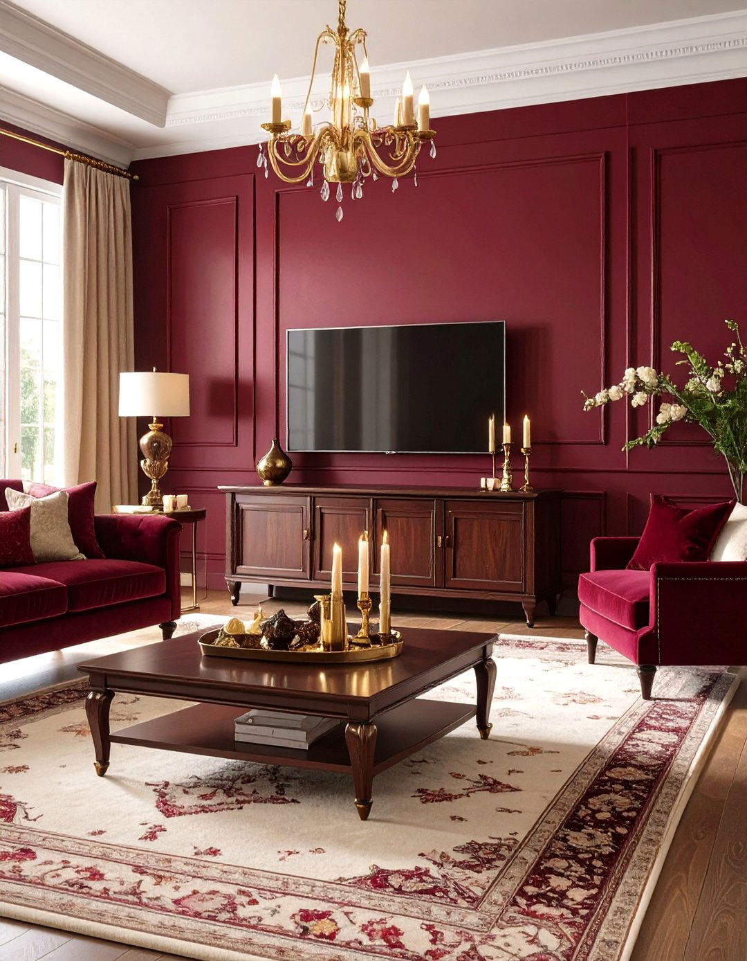 Rich Burgundy Living Room - 30 color ideas for living room