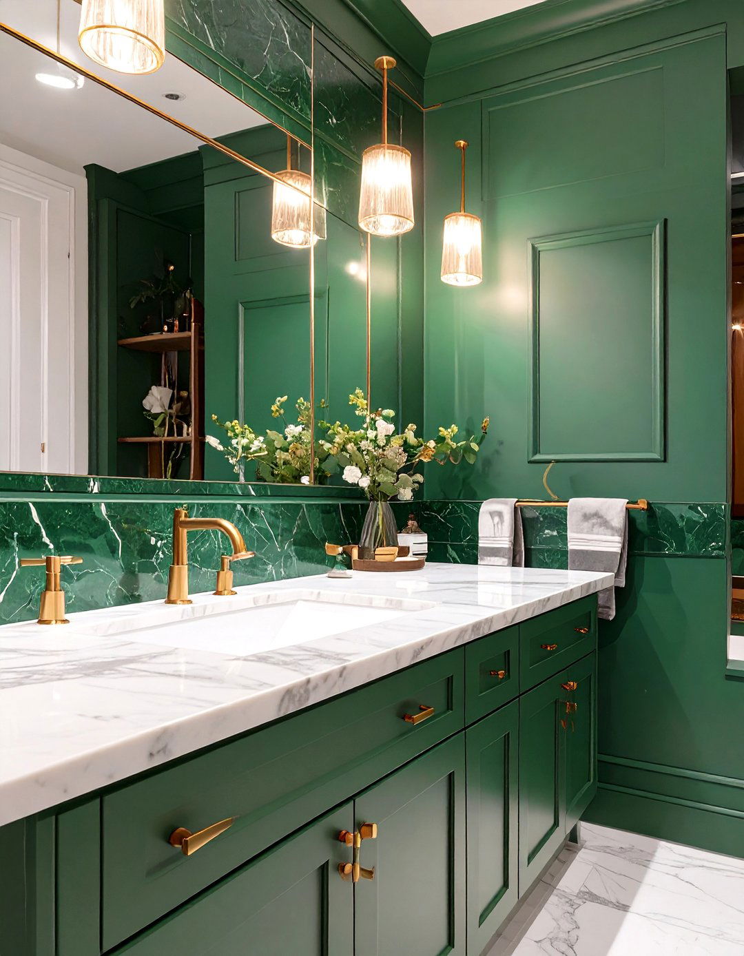 Rich Emerald Green Bathroom - 30 bathroom paint color ideas