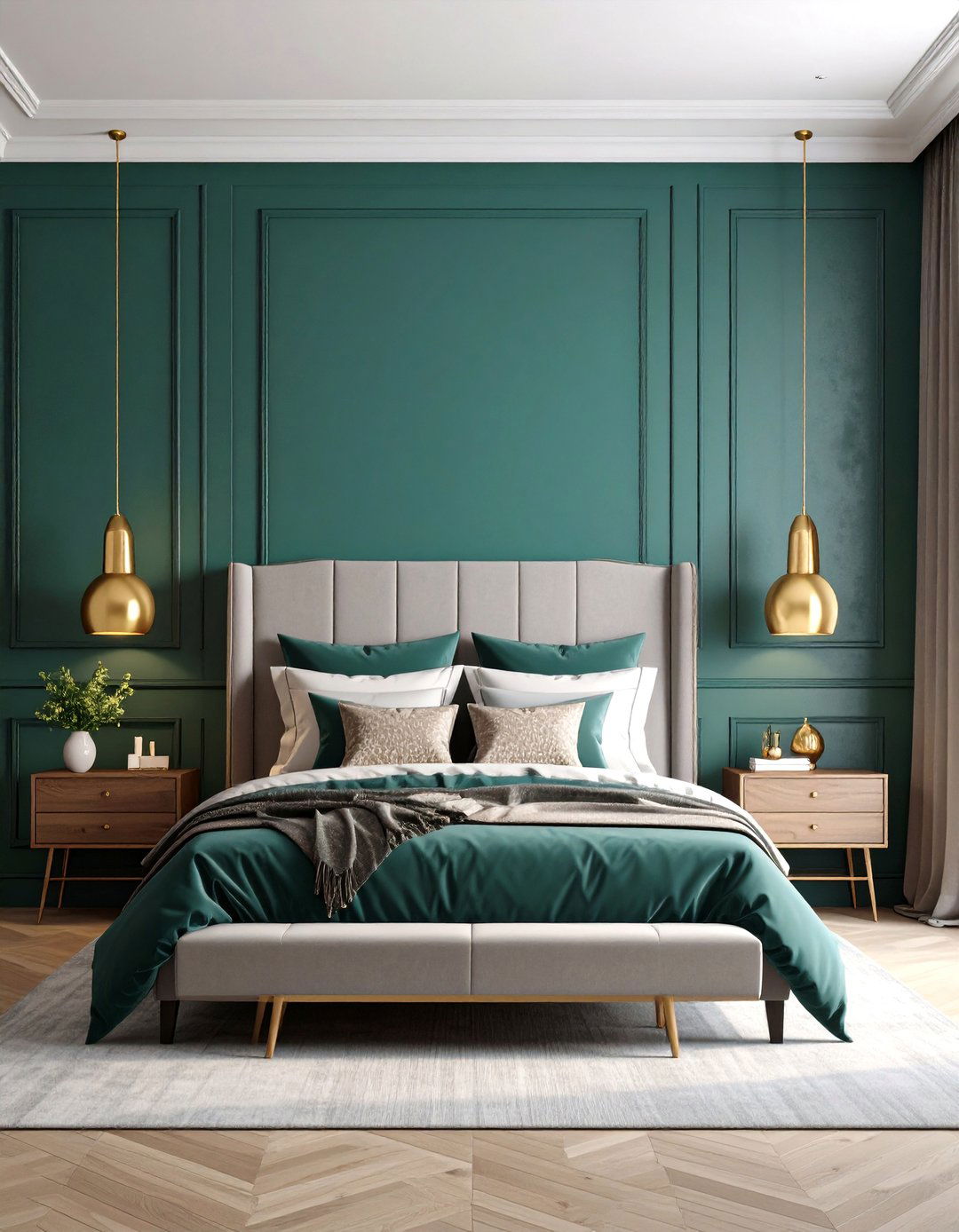 Rich Jewel Toned Painted Bedroom - 30 accent wall bedroom ideas