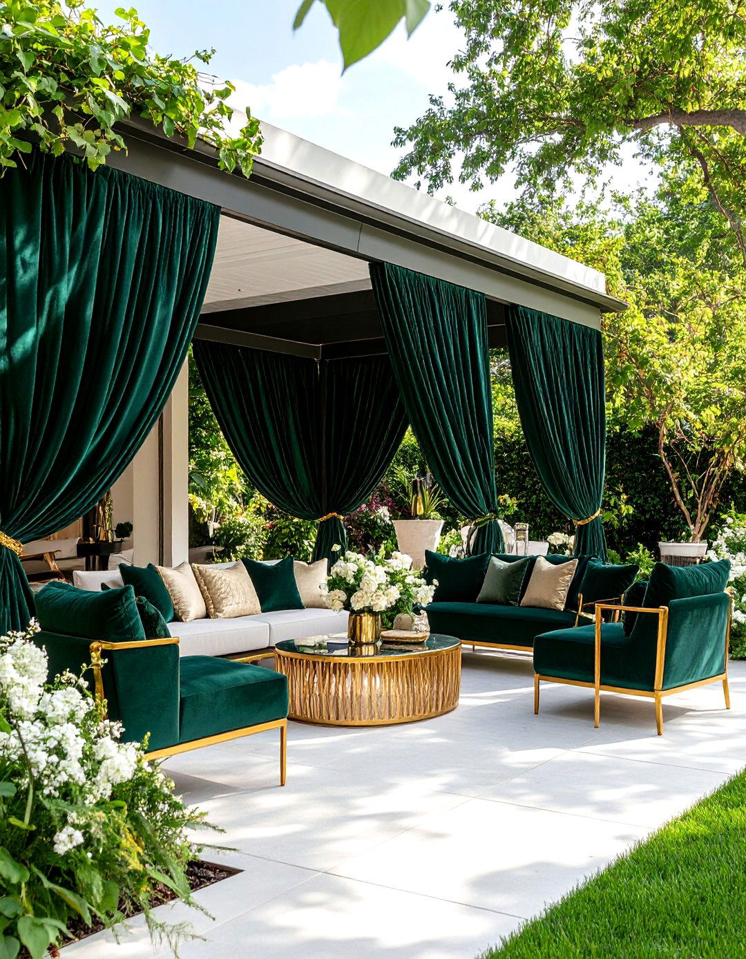 Rich Jewel Toned Velvet Patio Curtains - 30 patio curtain ideas