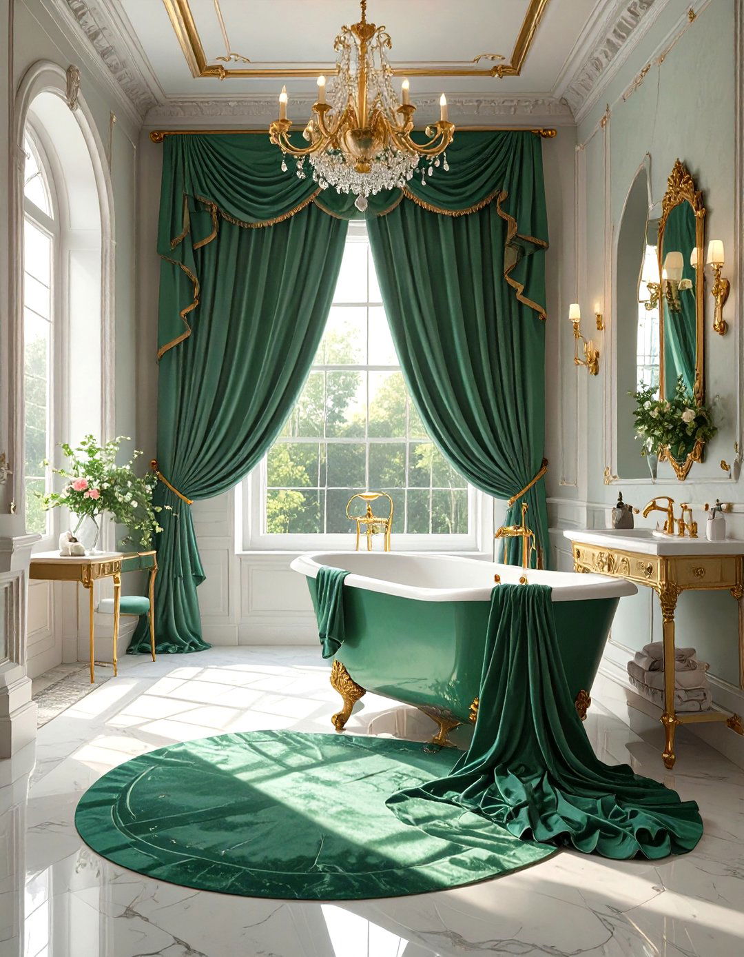 Rich Velvet Curtains - 30 victorian bathroom ideas
