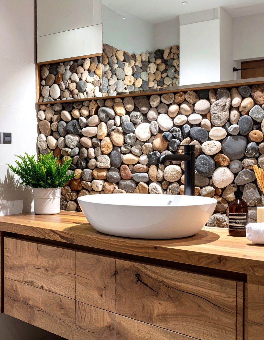 River Rock Bathroom Backsplash - 30 cheap bathroom backsplash ideas