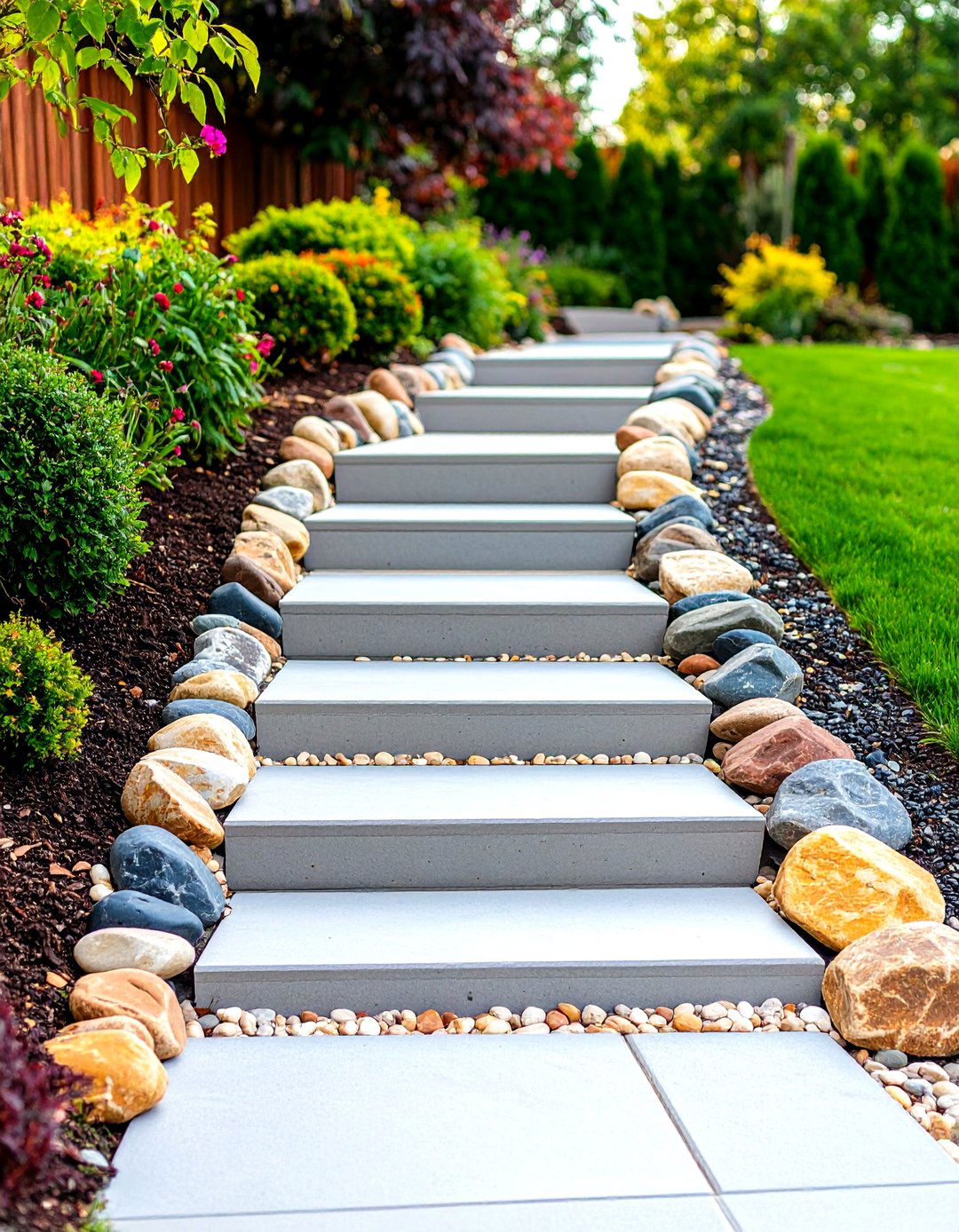 River Rock Border Outdoor Steps - 30 outdoor steps ideas