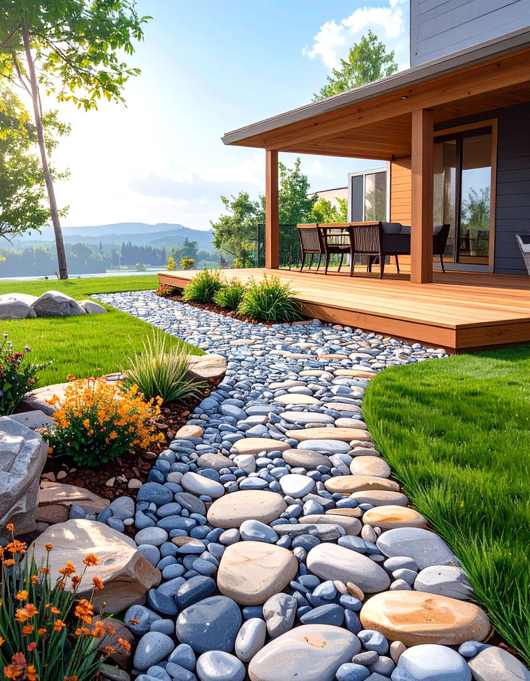River Rock Infill Skirting - 30 deck skirting ideas
