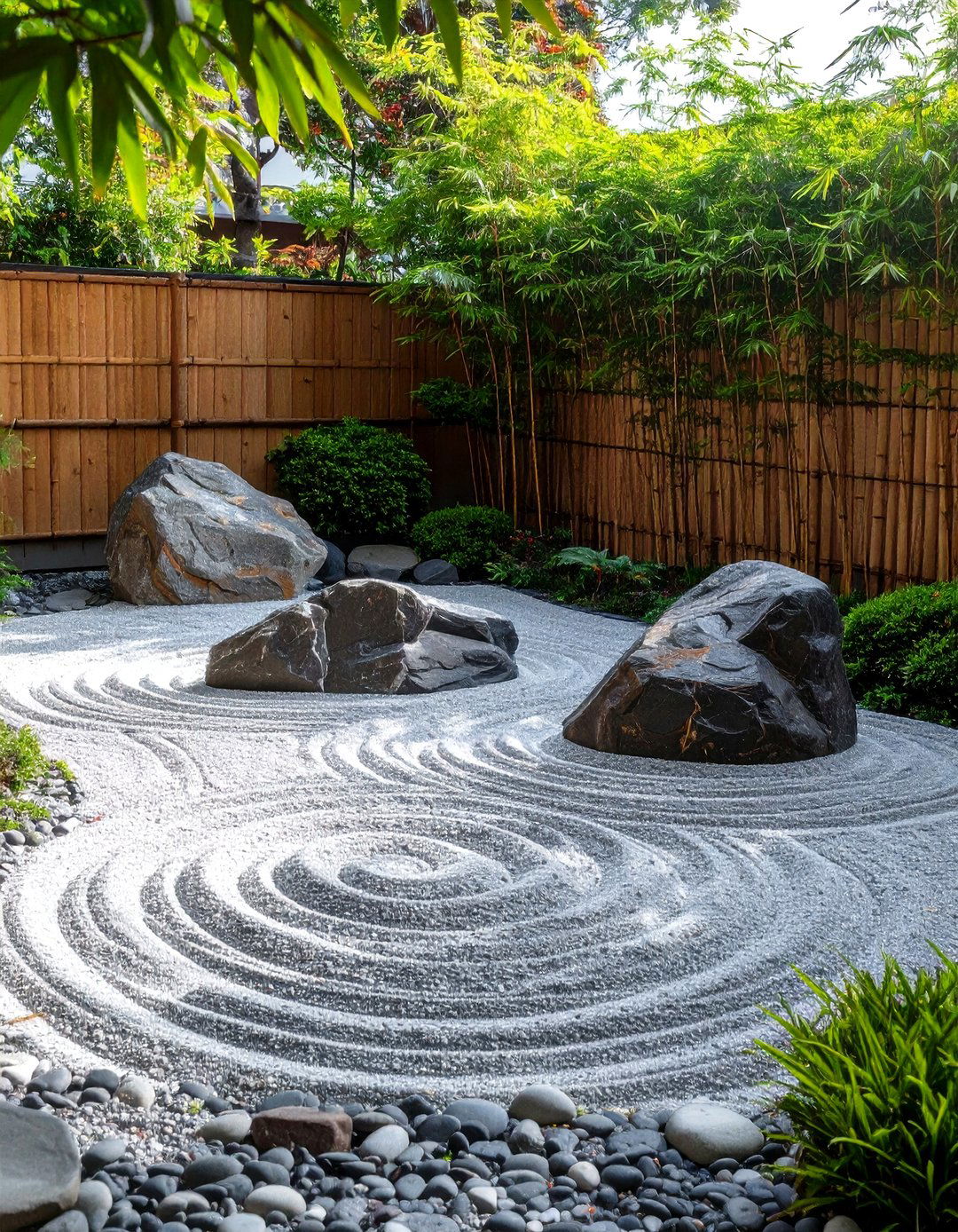 River Rock Zen Backyard - 30 cheap no grass backyard ideas