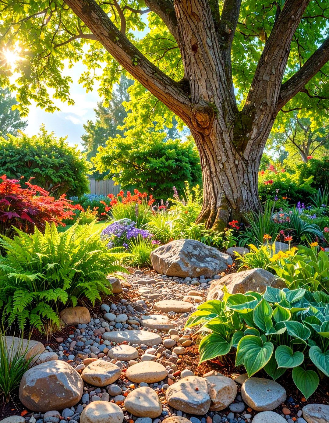 Rock Garden Around a Tree - 30 simple rock garden ideas