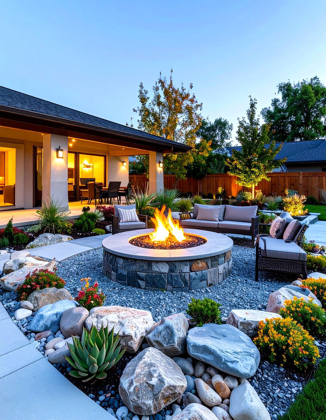 Rock Garden Surrounding a Fire Pit - 30 rock garden landscaping ideas