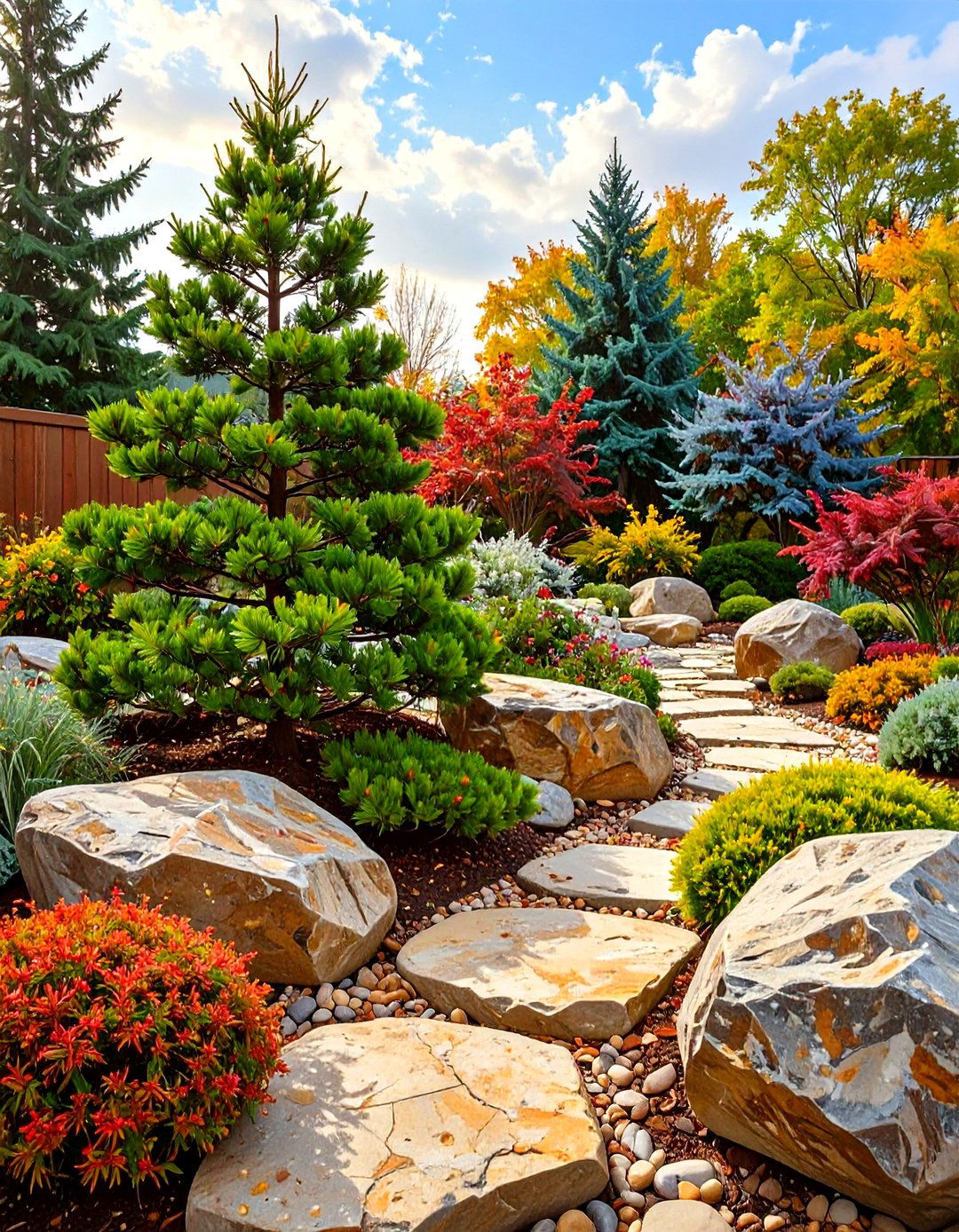 Rock Garden with Dwarf Conifers - 30 simple rock garden ideas