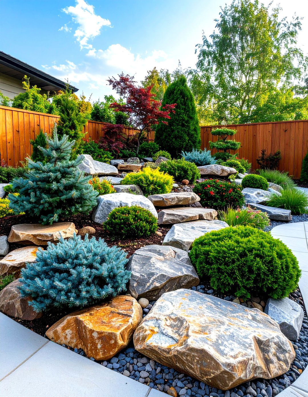 Rock Garden with Dwarf Conifers - 30 rock garden designs