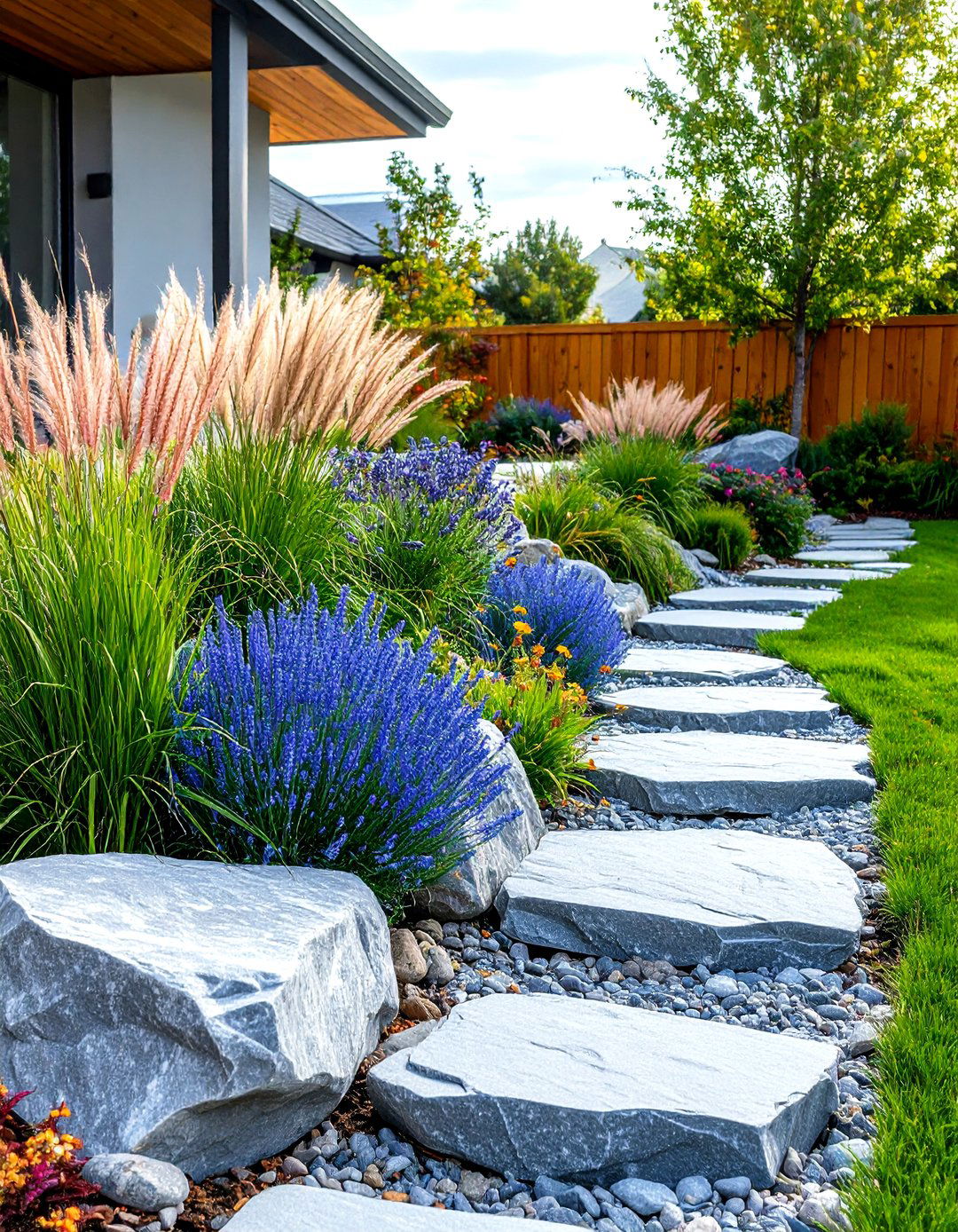 Rock Garden with Ornamental Grasses - 30 rock garden designs