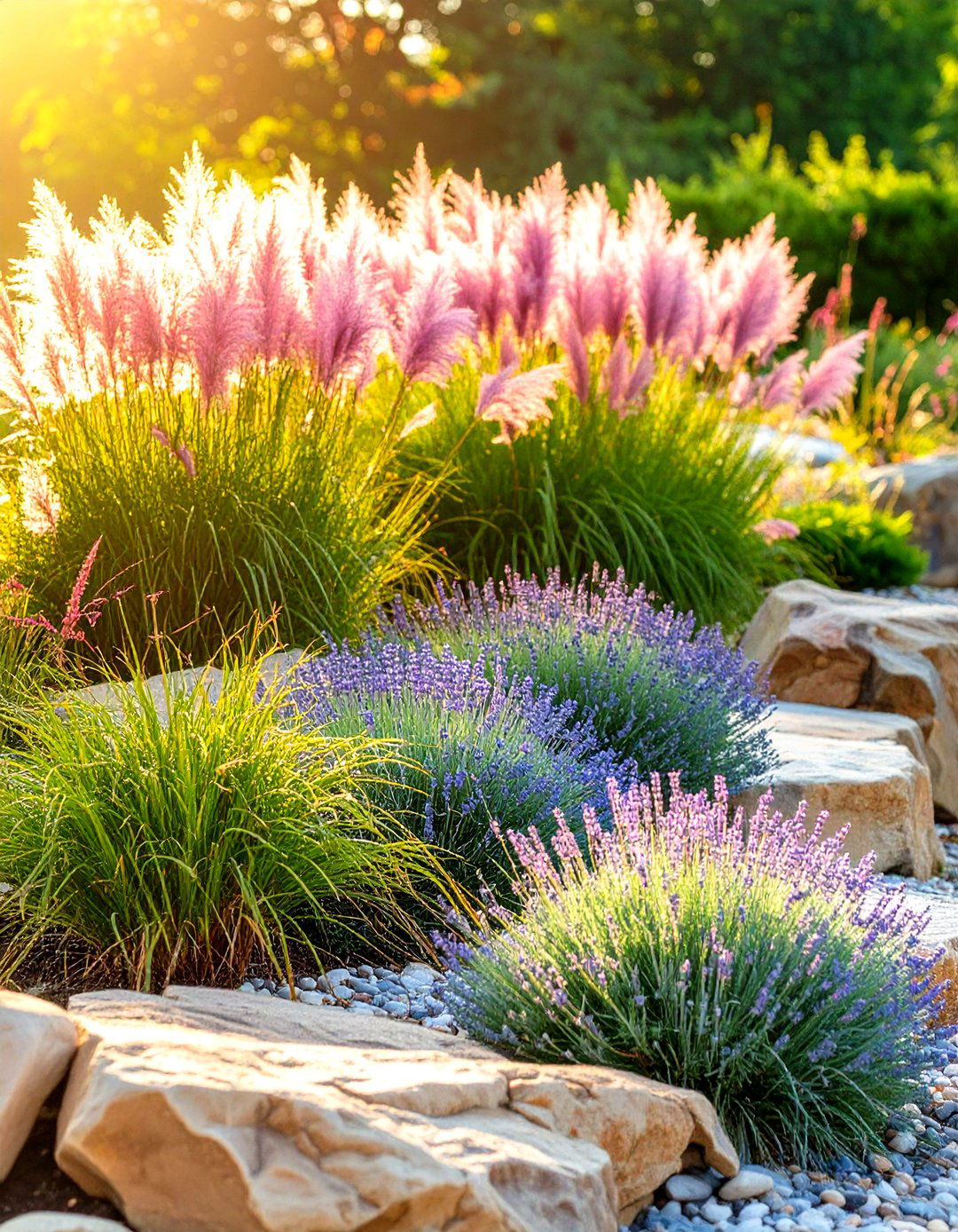 Rock Garden with Ornamental Grasses - 30 simple rock garden ideas