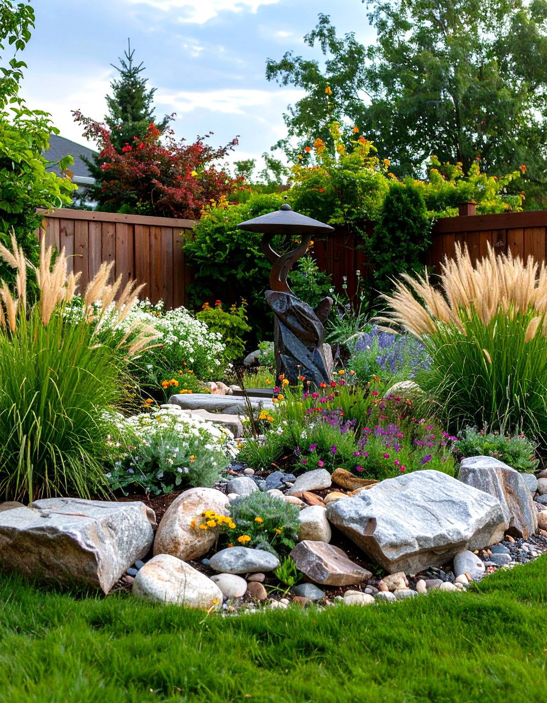 Rock Garden with Sculptural Elements - 30 rock garden landscaping ideas