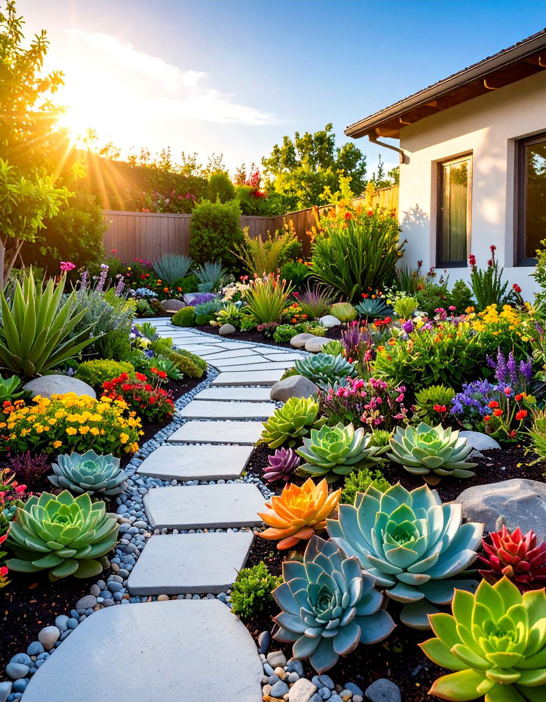 Rock Garden with Succulent Mosaics - 30 rock garden landscaping ideas
