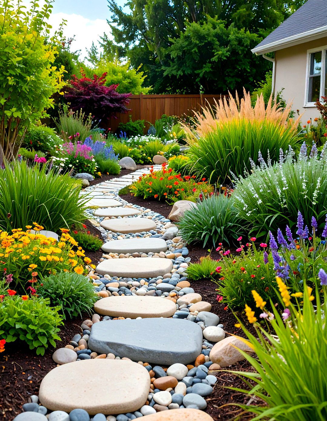 Rock Garden with a Dry Creek Bed - 30 rock garden landscaping ideas