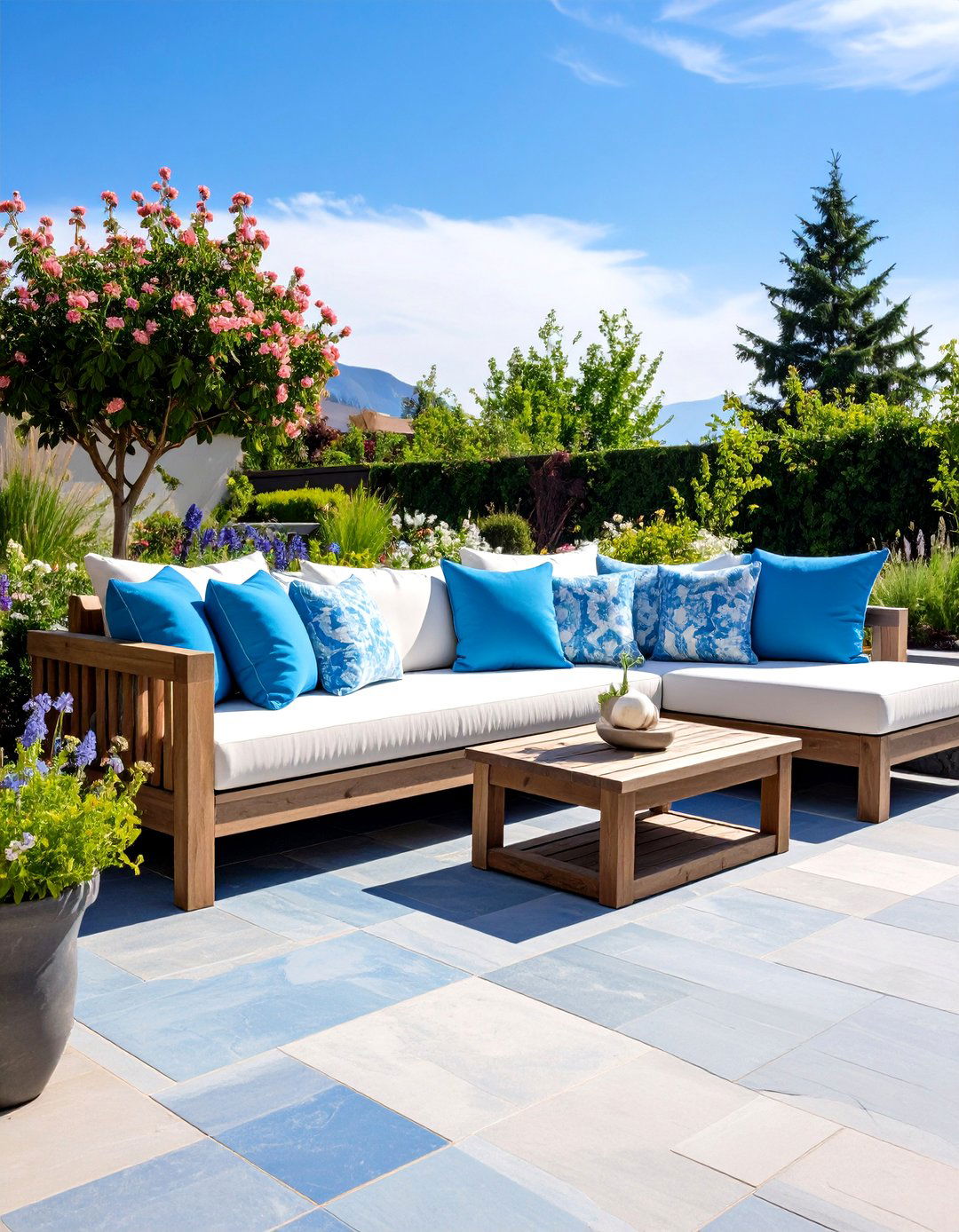 Rock Patio with a Built In Stone Bench - 30 rock patio ideas