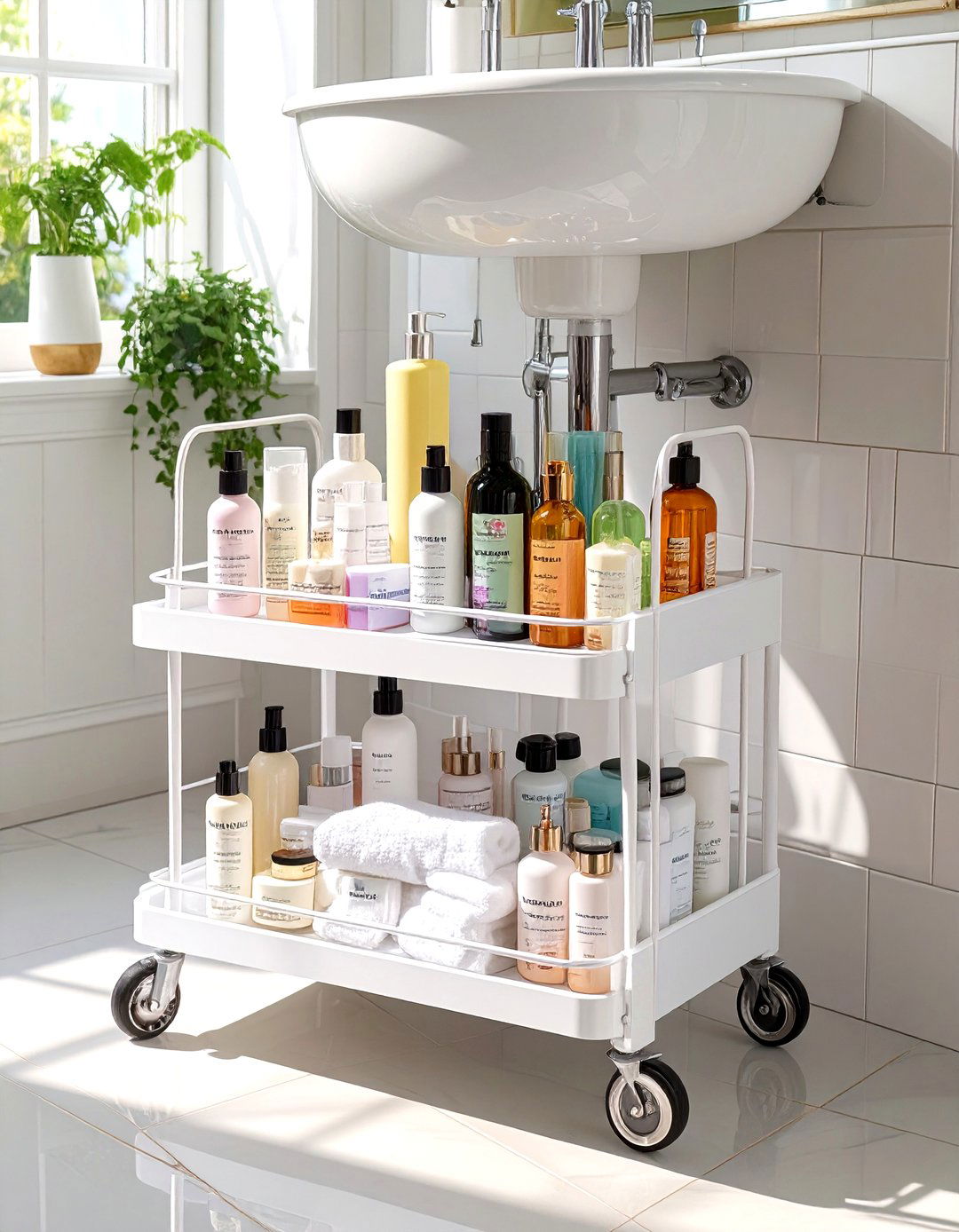 Rolling Cart Under Bathroom Sink Storage - 30 under bathroom sink storage ideas