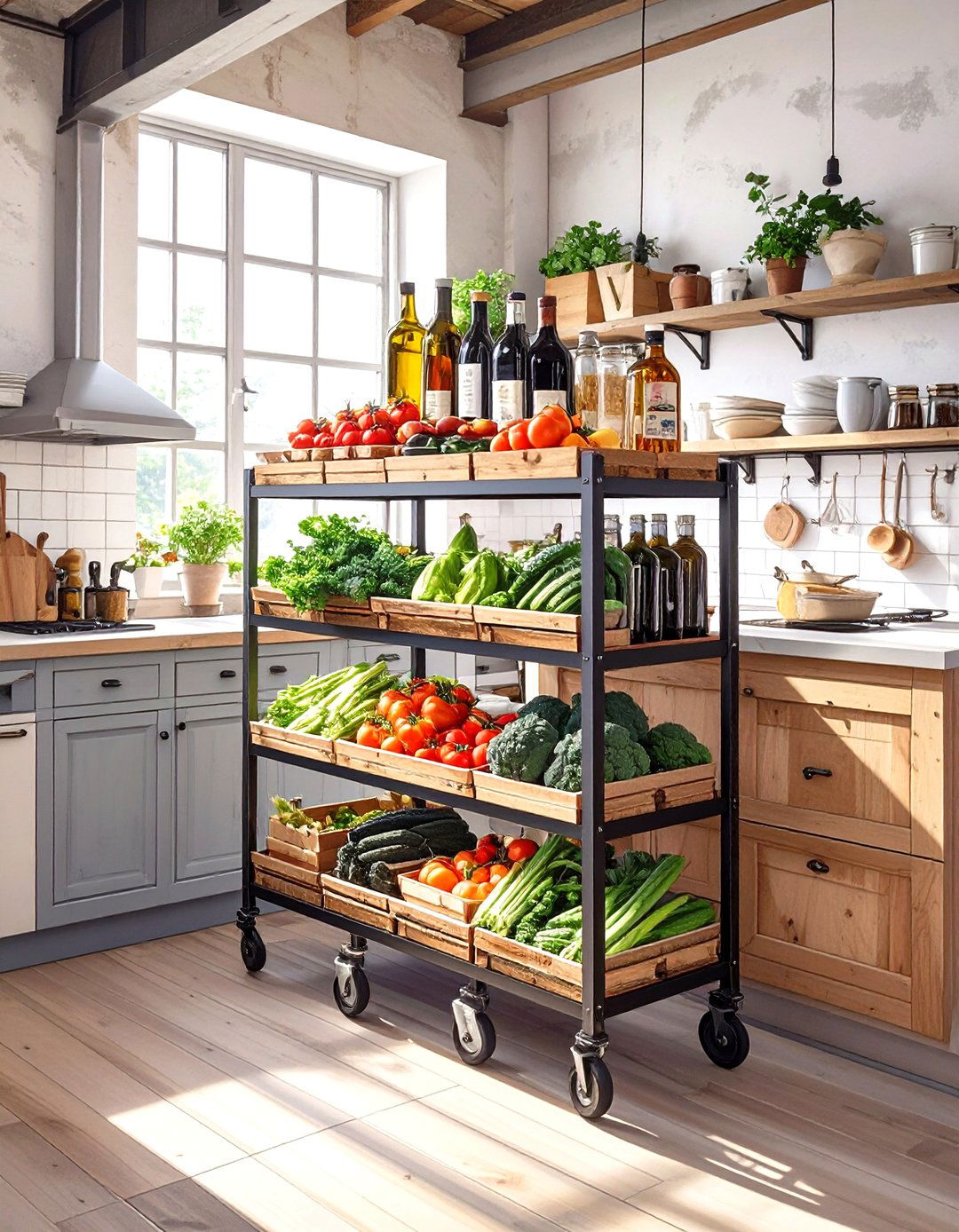Rolling Pantry Cart - 30 small kitchen pantry ideas