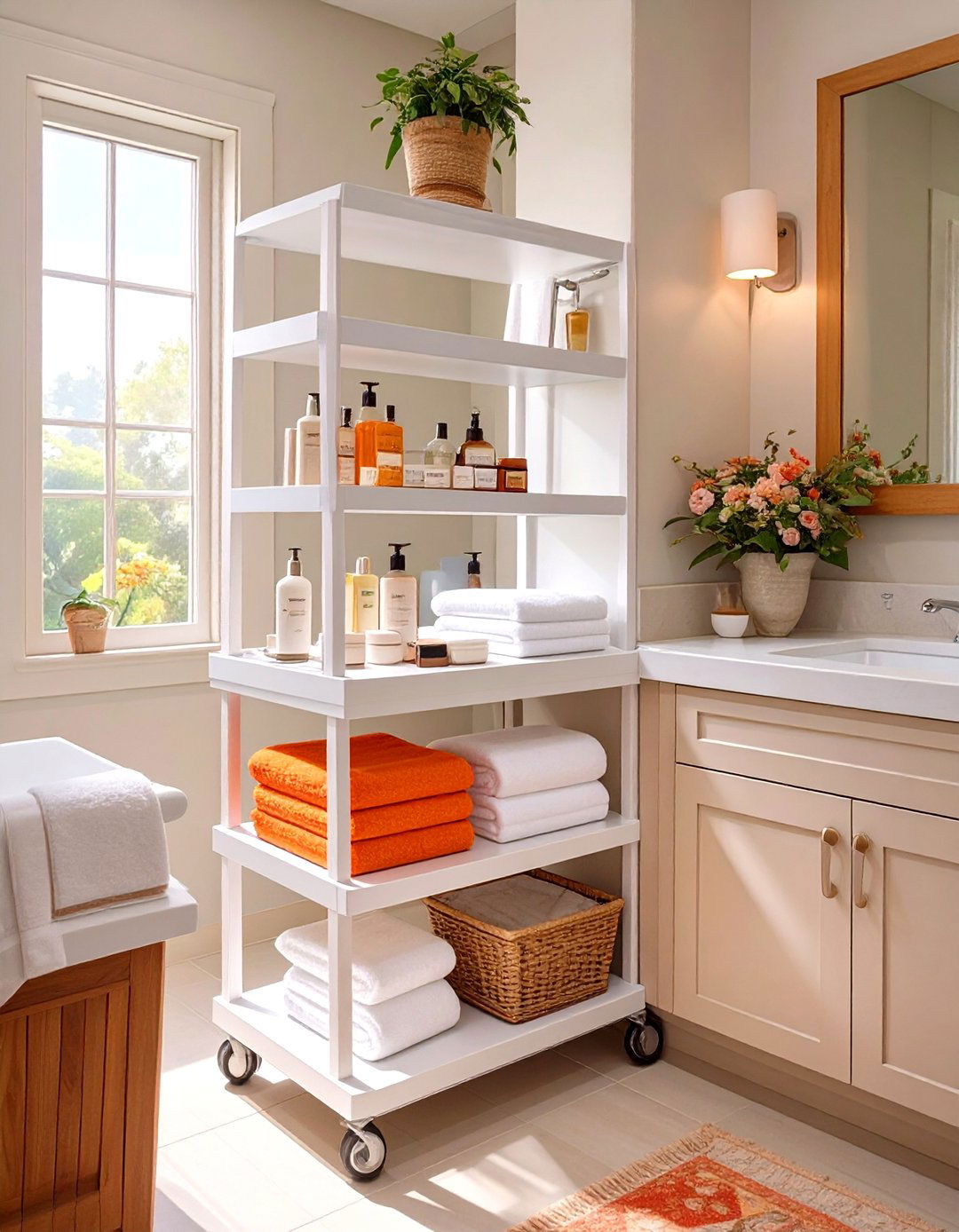 Rolling Storage Cart for Bathrooms - 30 bathroom organization ideas