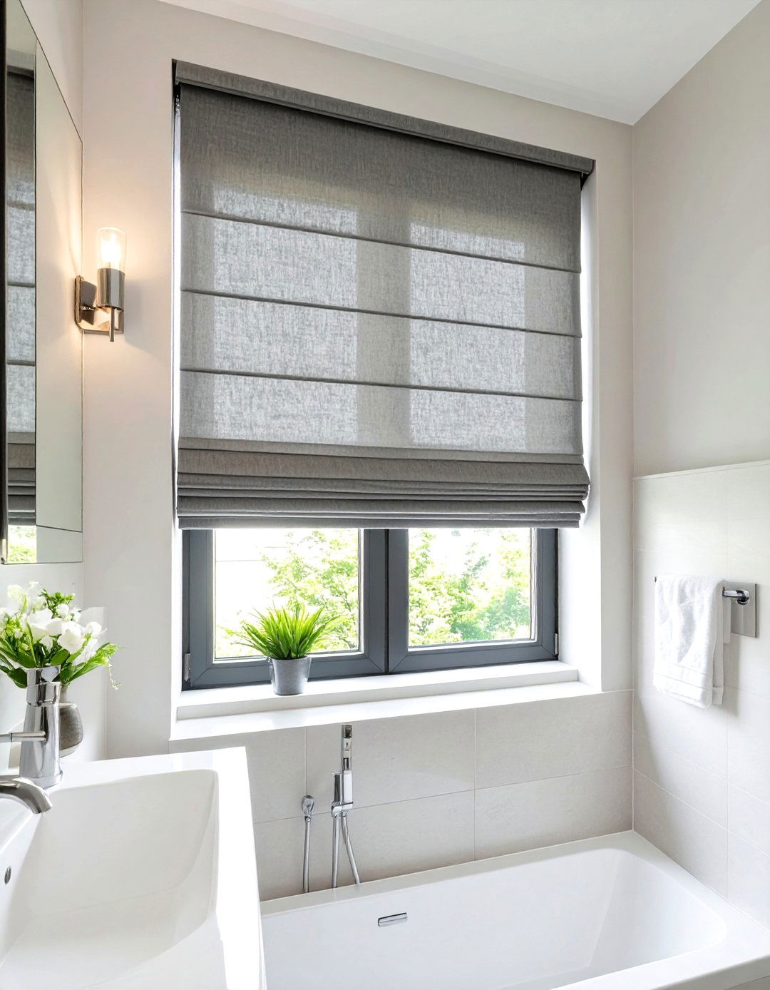 Roman Shades for a Small Bathroom Window - 30 small bathroom window ideas