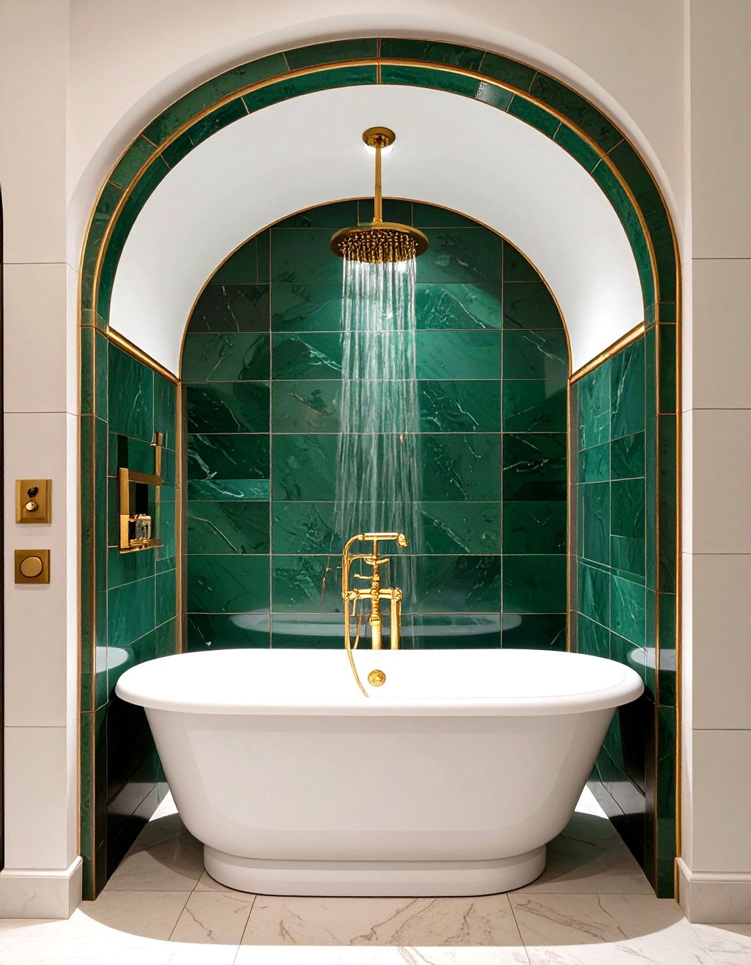 Roman Tub with an Arched Shower Alcove - 30 shower tub designs