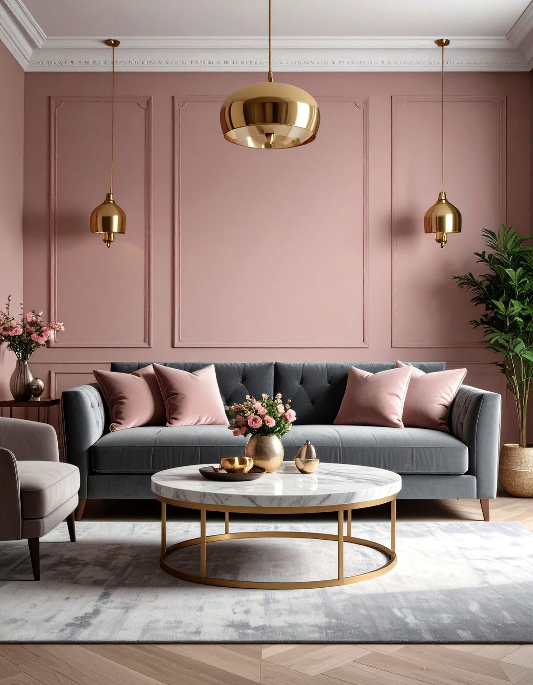 Romantic Dusty Rose Living Room - 30 living room painting ideas