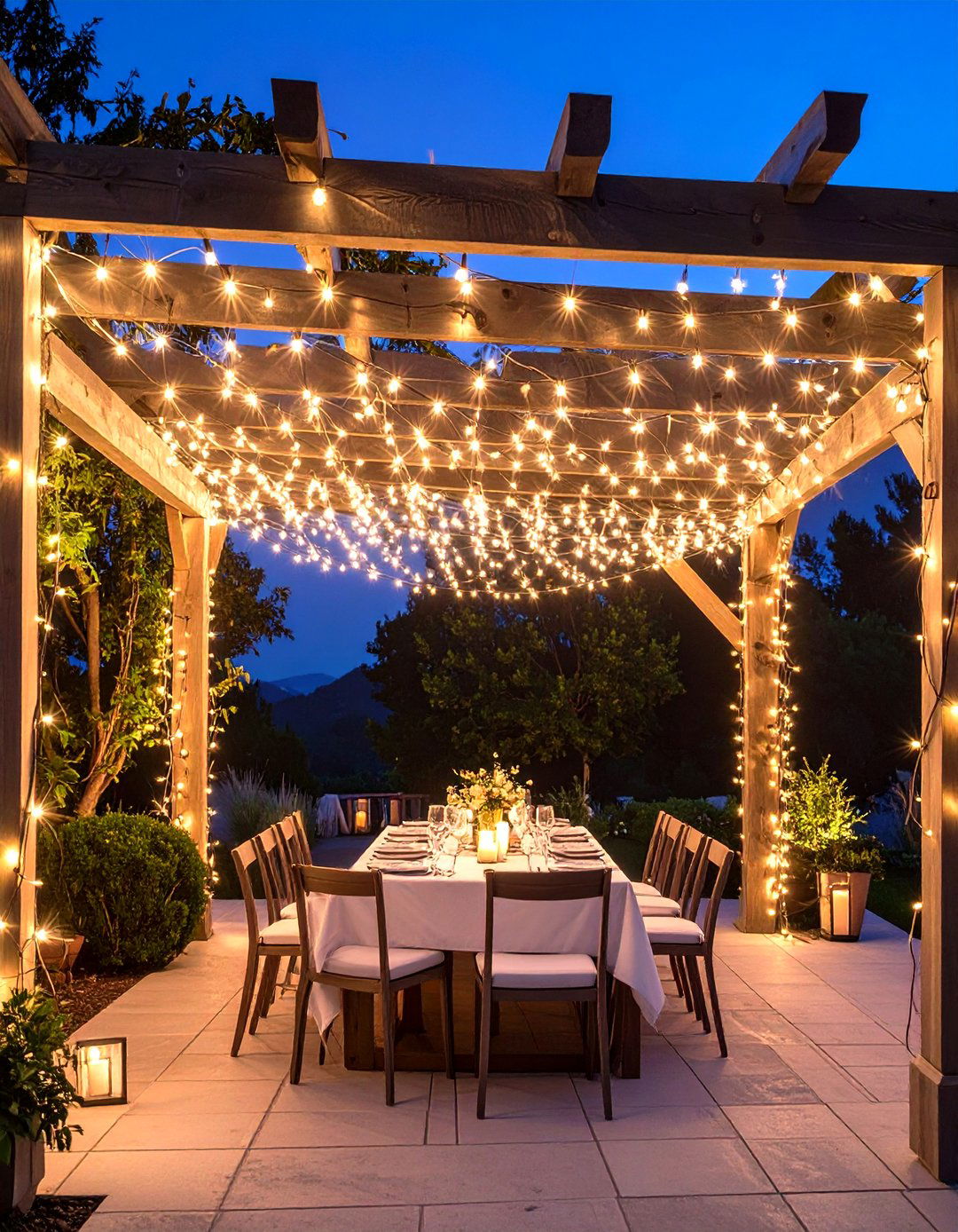 Romantic Pergola Canopy Lights - 30 outdoor light ideas