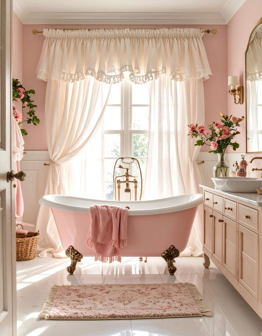 Romantic Ruffled Bathroom - 30 bathroom shower curtain ideas