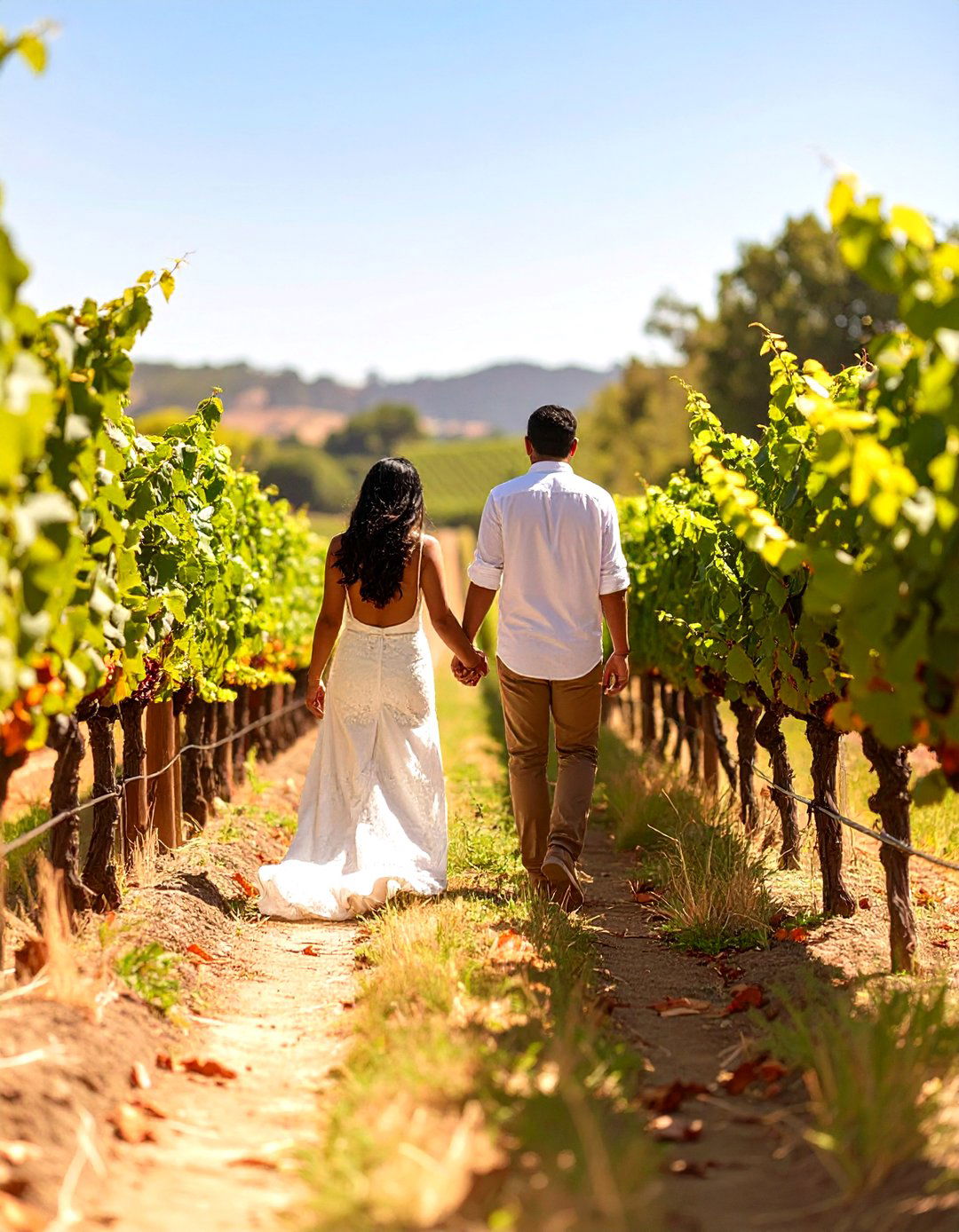 Romantic Vineyard Walk - 30 outdoor engagement photo ideas
