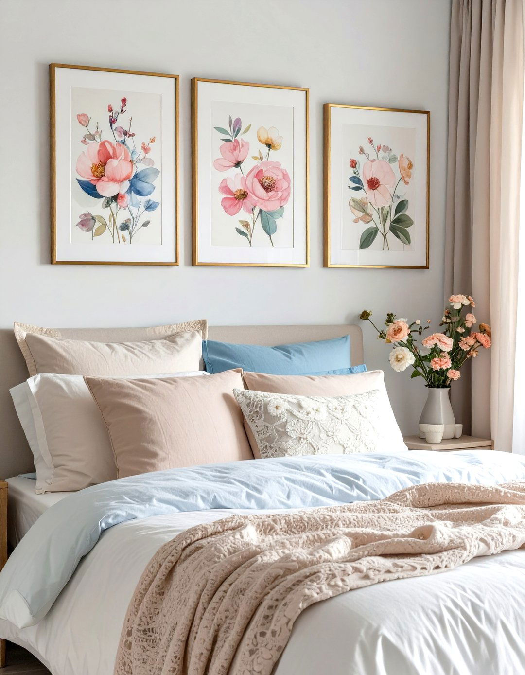 Romantic Watercolor Florals Bedroom - 30 master bedroom pictures above bed ideas
