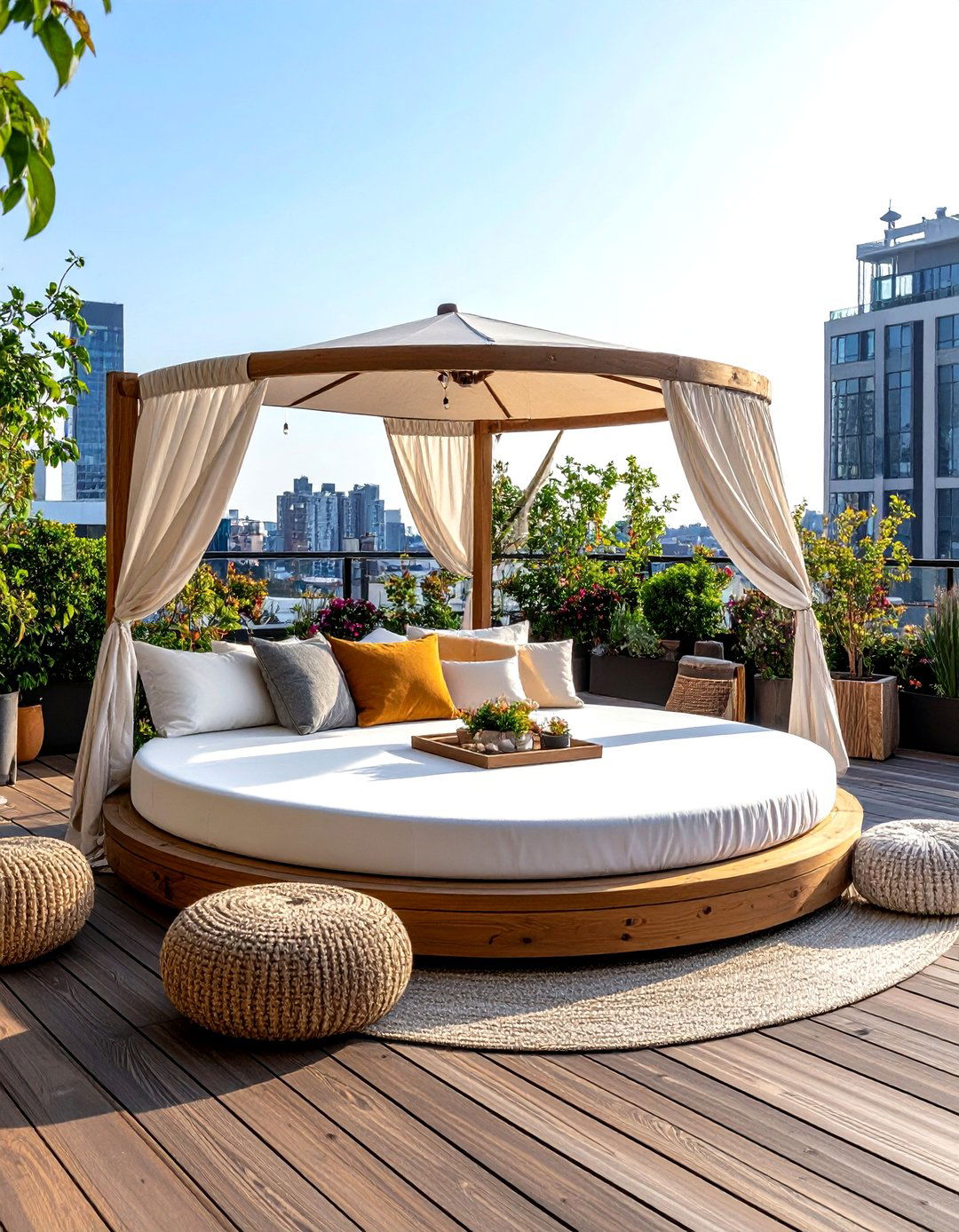 Rooftop Deck with Daybeds for Lounging - 30 rooftop deck ideas