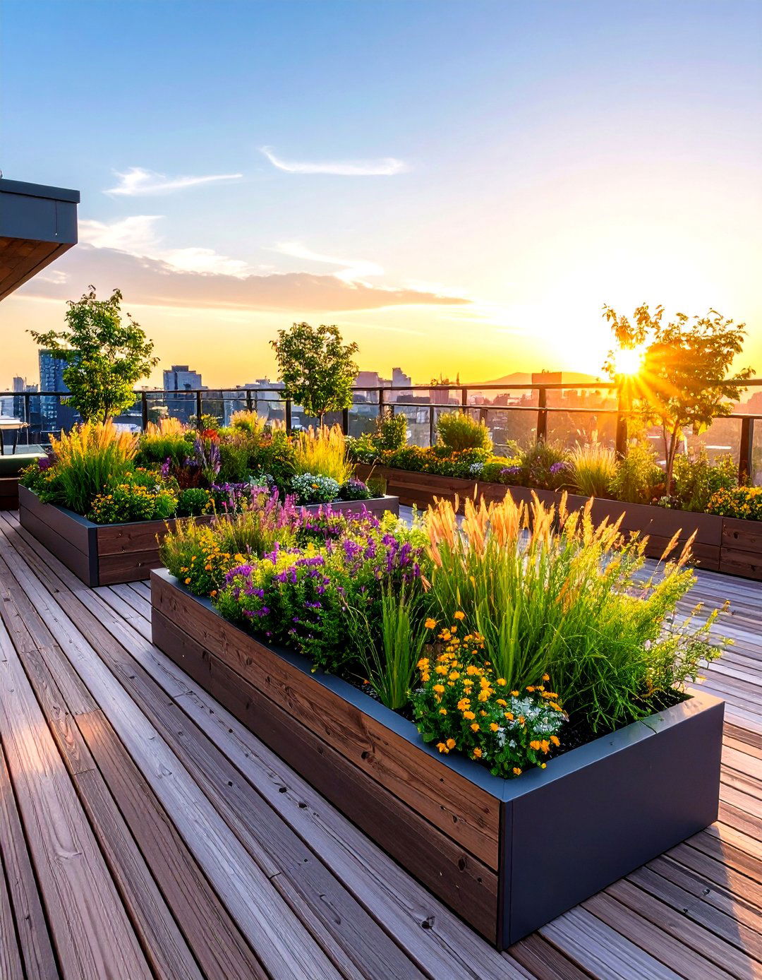 Rooftop Deck with Integrated Planters - 30 rooftop deck ideas