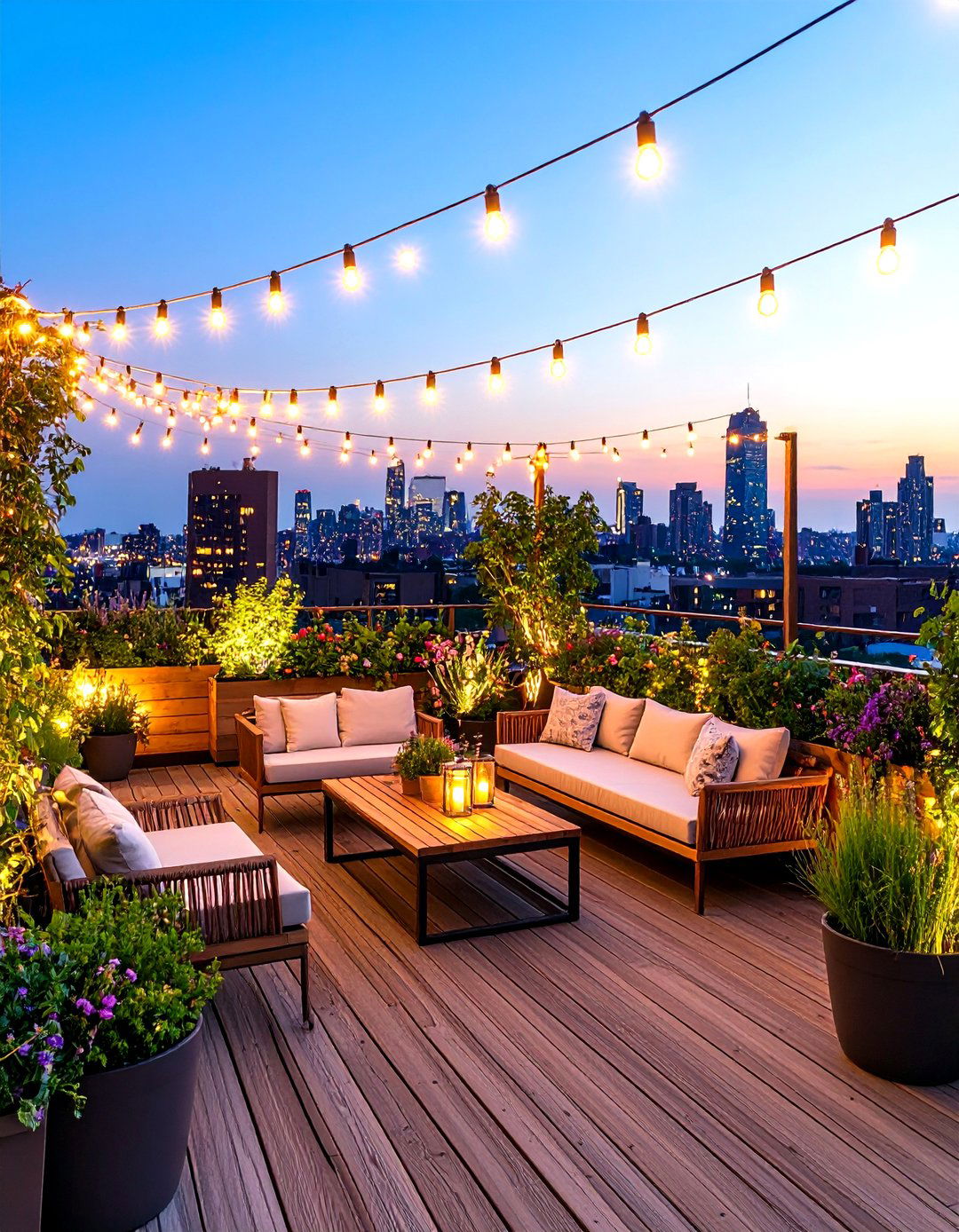 Rooftop Deck with Mood Lighting - 30 rooftop deck ideas