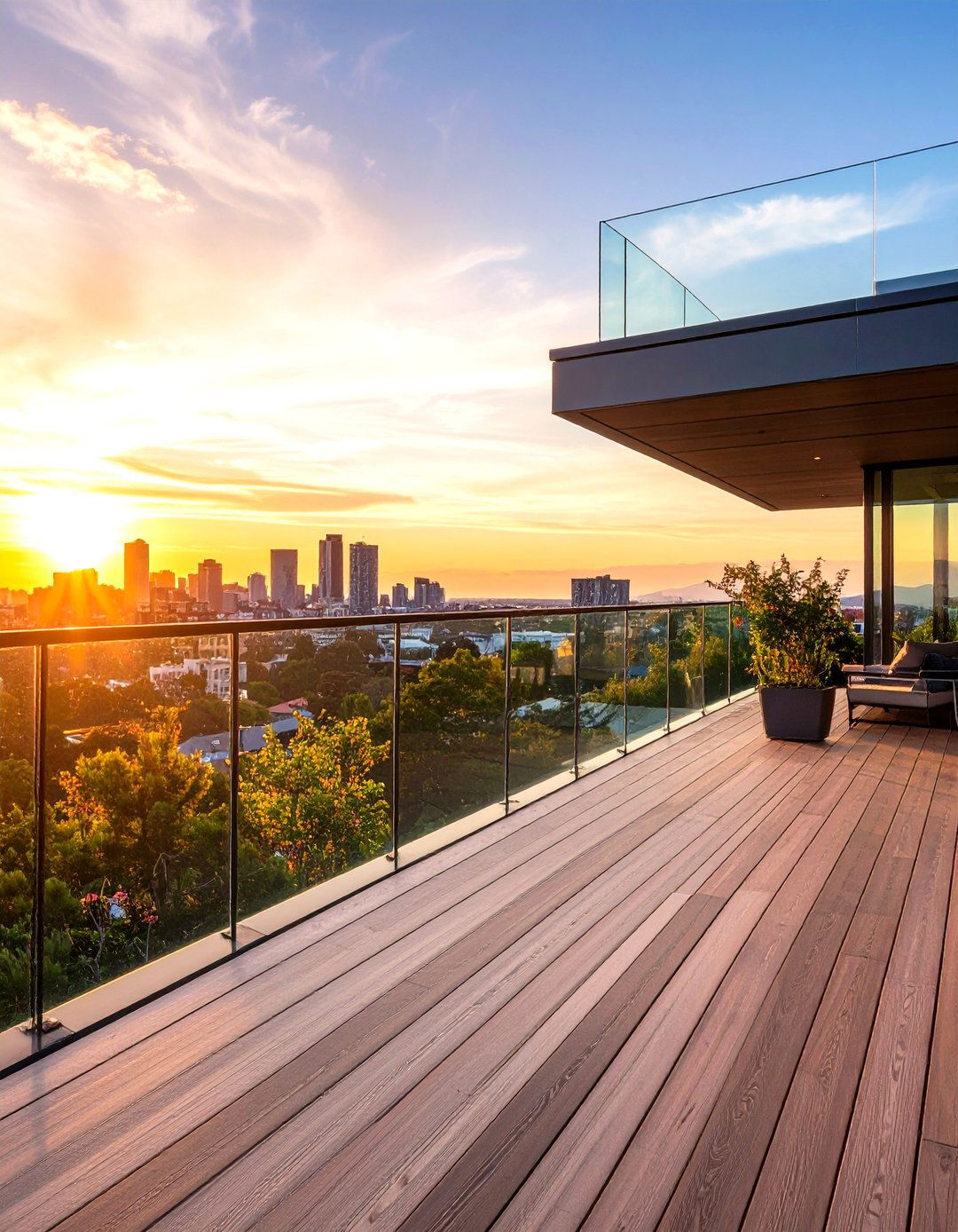 Rooftop Deck with a Glass Railing - 30 rooftop deck ideas
