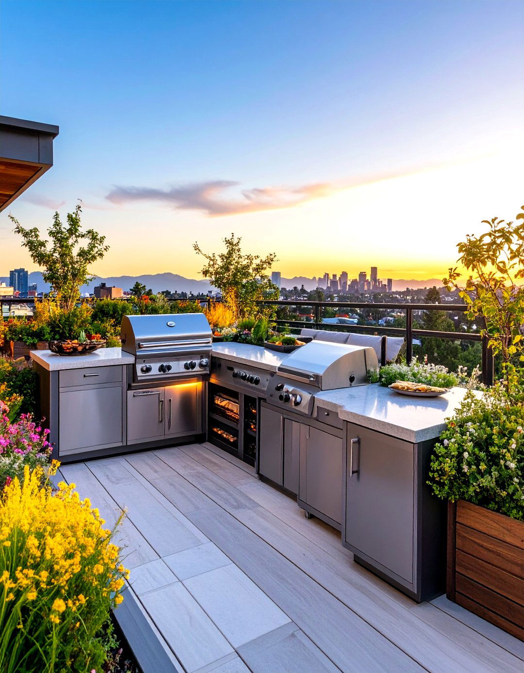 Rooftop Deck with a Grilling Station - 30 rooftop deck ideas