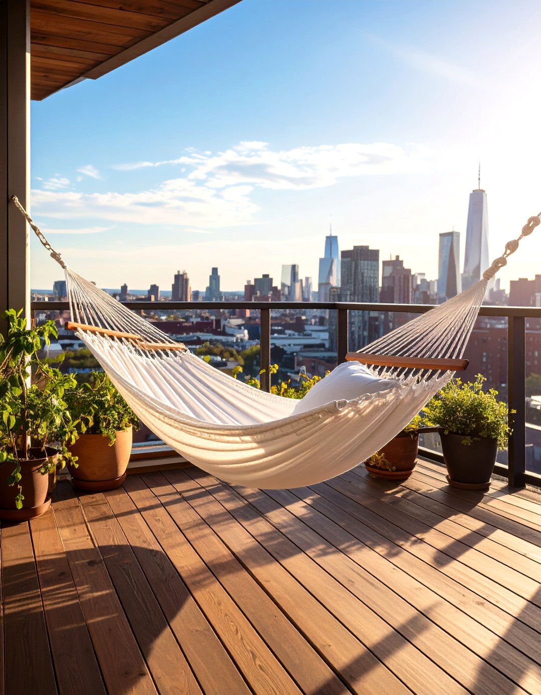 Rooftop Deck with a Hammock - 30 rooftop deck ideas