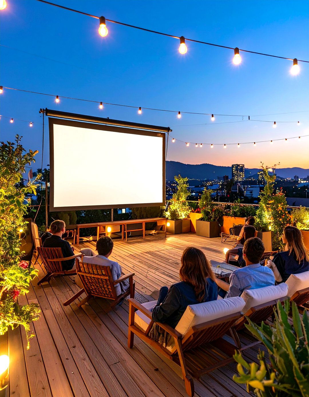 Rooftop Deck with a Projection Screen - 30 rooftop deck ideas