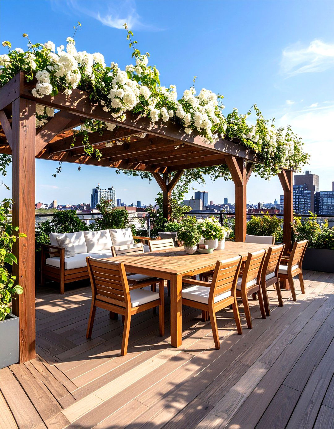 Rooftop Deck with a Shaded Pergola - 30 rooftop deck ideas