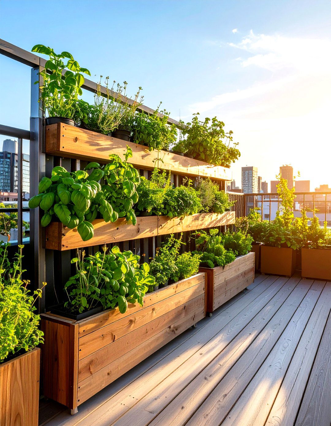 Rooftop Deck with a Vertical Herb Garden - 30 rooftop deck ideas